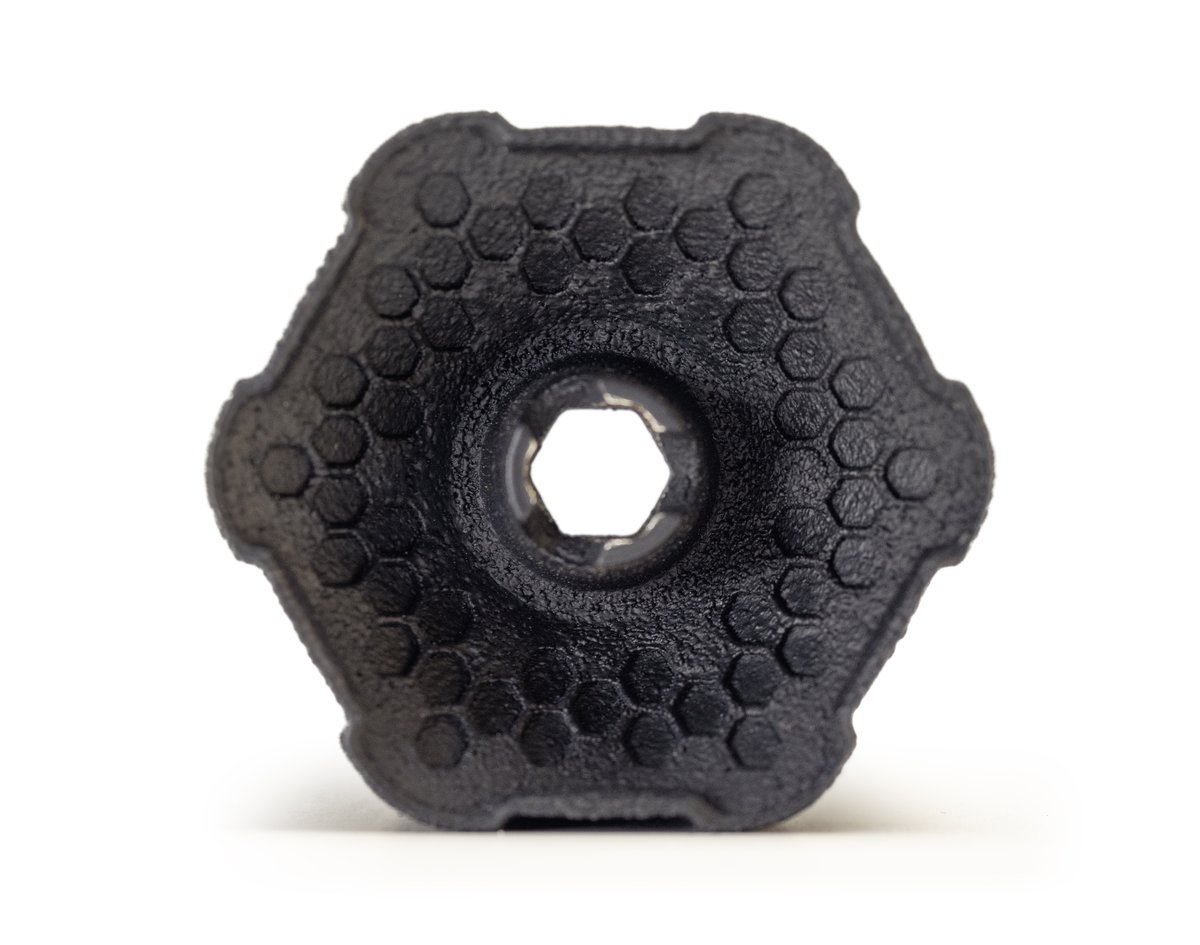 Big Sixy black centerfire suppressor – muzzle face showing hexagonal bore and end cap Energetic Armament